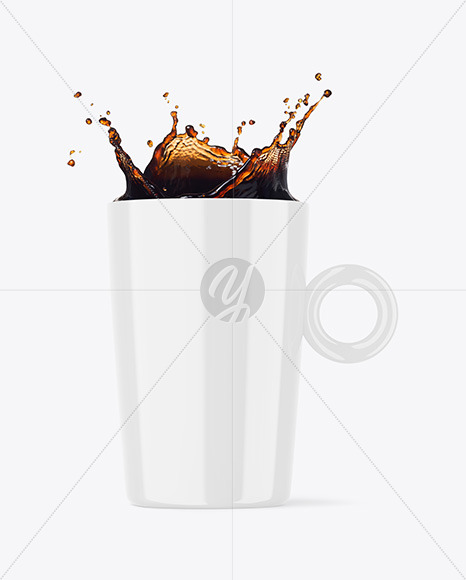 Glossy Mug w/ Coffee Splash Mockup