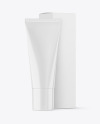 Glossy Cosmetic Tube with Box Mockup