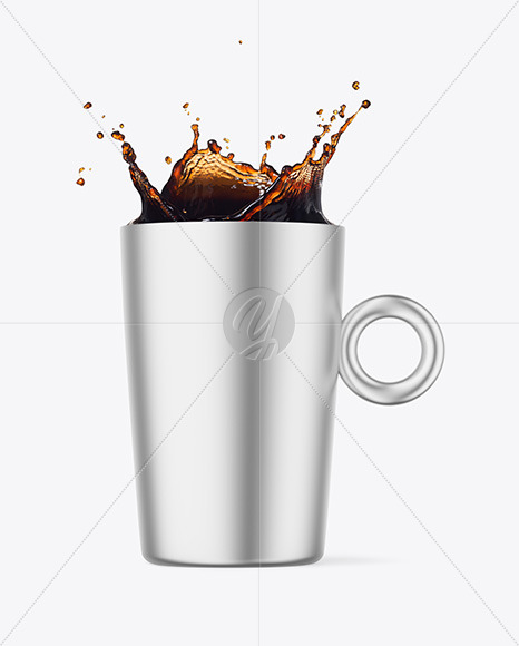 Metallic Mug w/ Coffee Splash Mockup