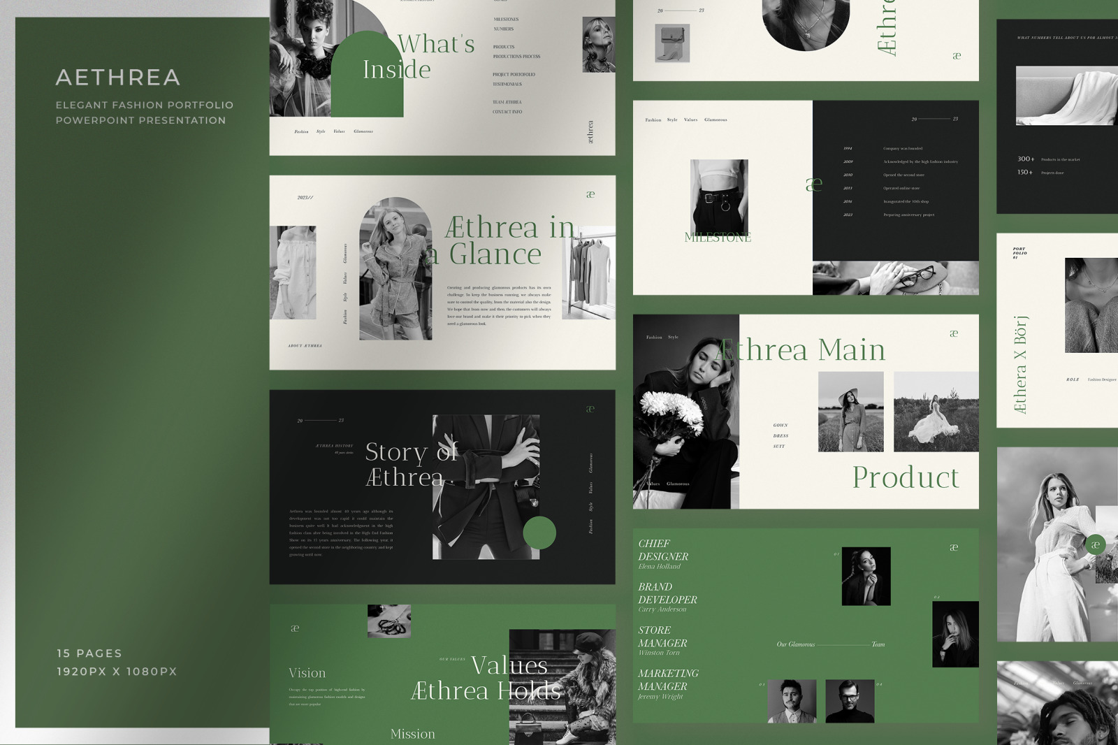 Aethrea – Green Elegant Fashion Portfolio Powerpoint Presentation