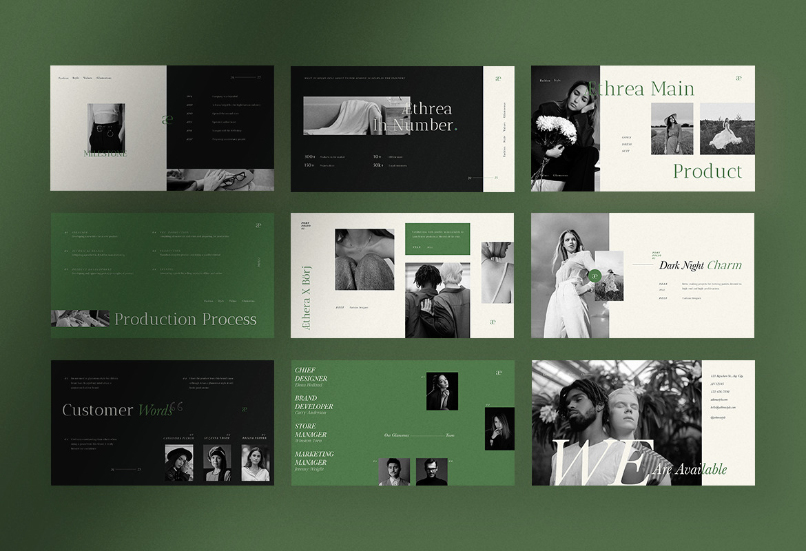 Aethrea – Green Elegant Fashion Portfolio Powerpoint Presentation