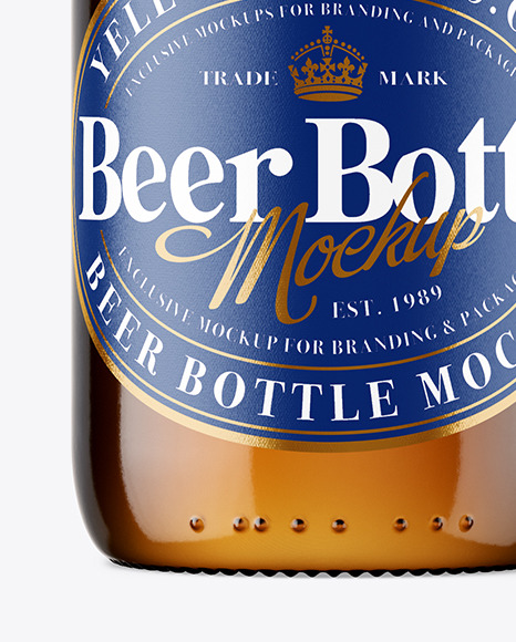 Amber Glass Beer Bottle Mockup