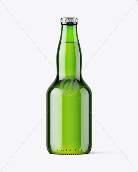 Green Glass Beer Bottle Mockup