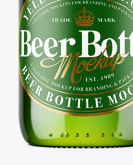 Green Glass Beer Bottle Mockup