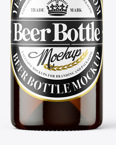 Amber Glass Beer Bottle Mockup