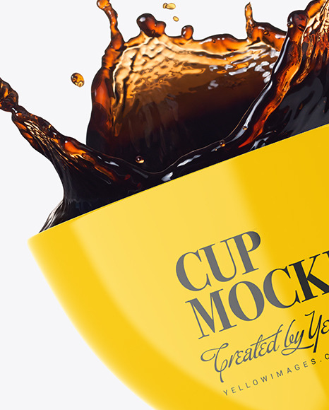 Glossy Cup w/ Coffee Splash Mockup