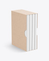 Set of Books in a Kraft Paper Box Mockup