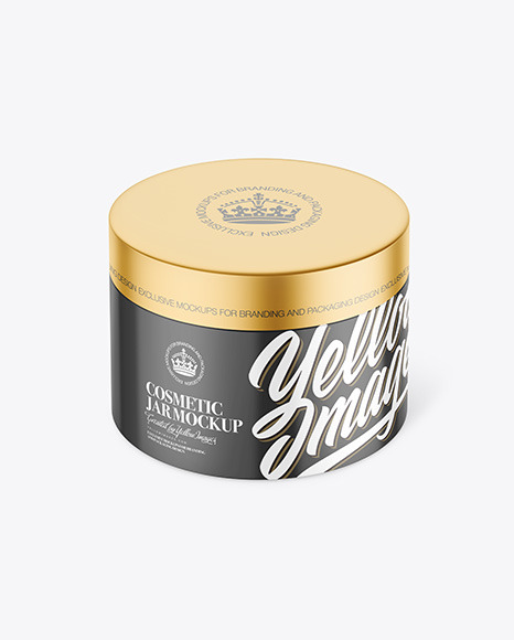 Glossy Cosmetic Jar Mockup - Glossy+Cosmetic+Jar+With+Metallic+Cap+Mockup+Front+View+In+Jar