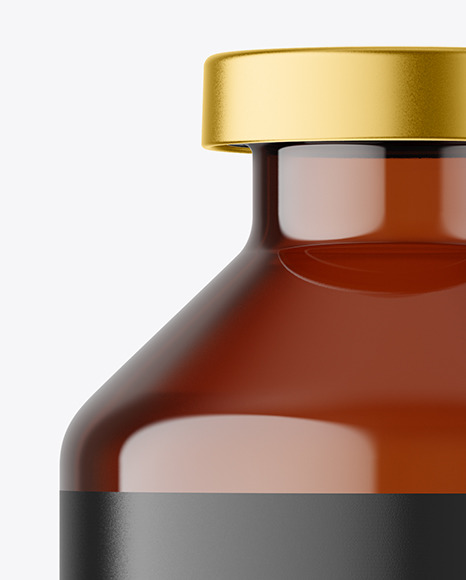 50ml Amber Glass Bottle w\ Crimp Seal Cap Mockup