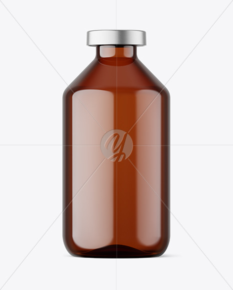 100ml Amber Glass Bottle w\ Crimp Seal Cap Mockup