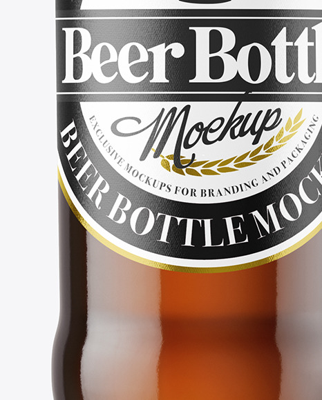 Amber Glass Beer Bottle Mockup