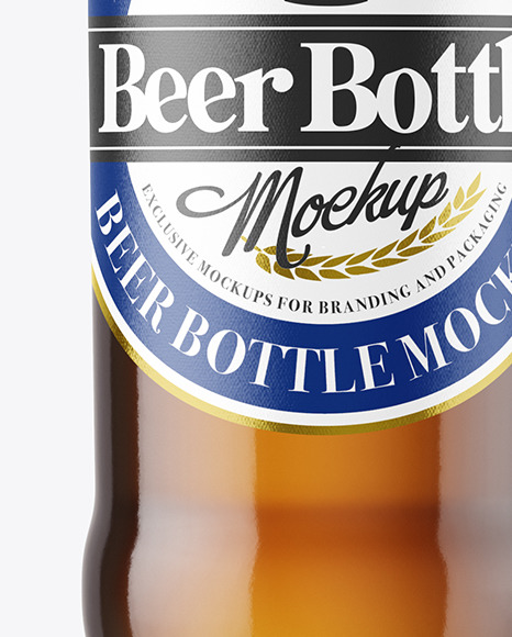 Amber Glass Beer Bottle Mockup