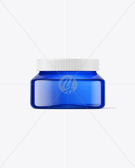 8oz Square Blue Jar Mockup