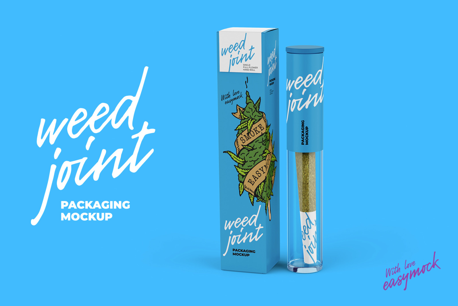 Weed Joint Pre-Roll Packaging Mockup Weed Joint Pre-Roll Packaging Mockup