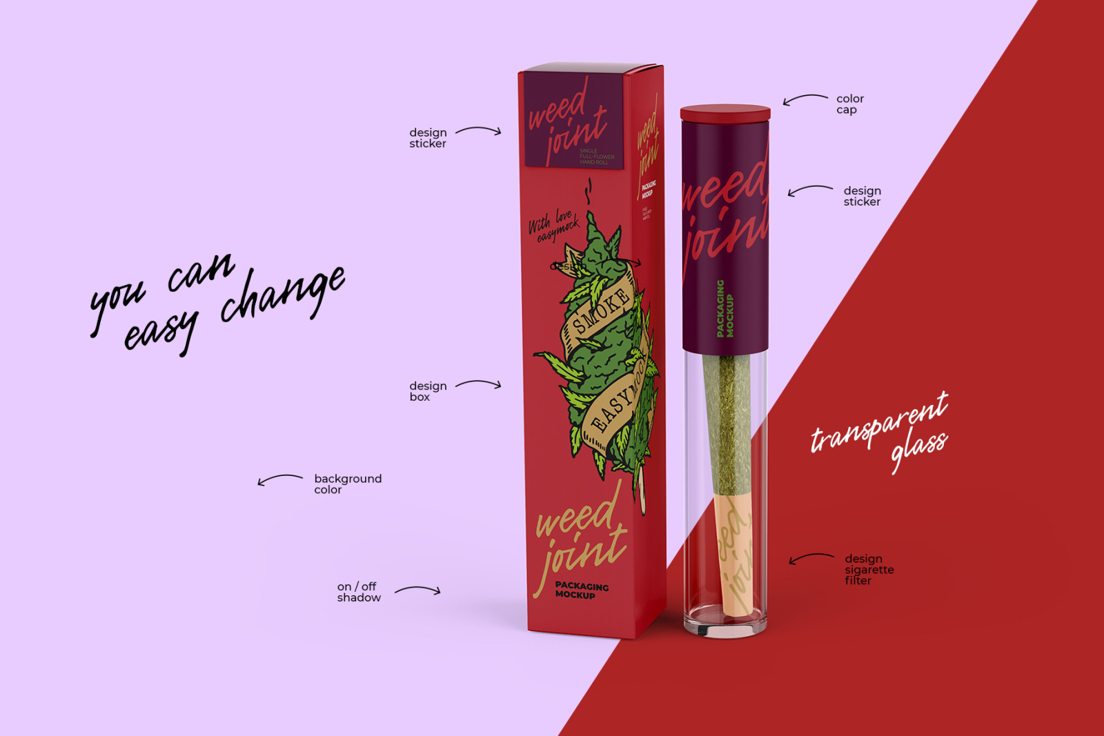 Weed Joint Pre-Roll Packaging Mockup