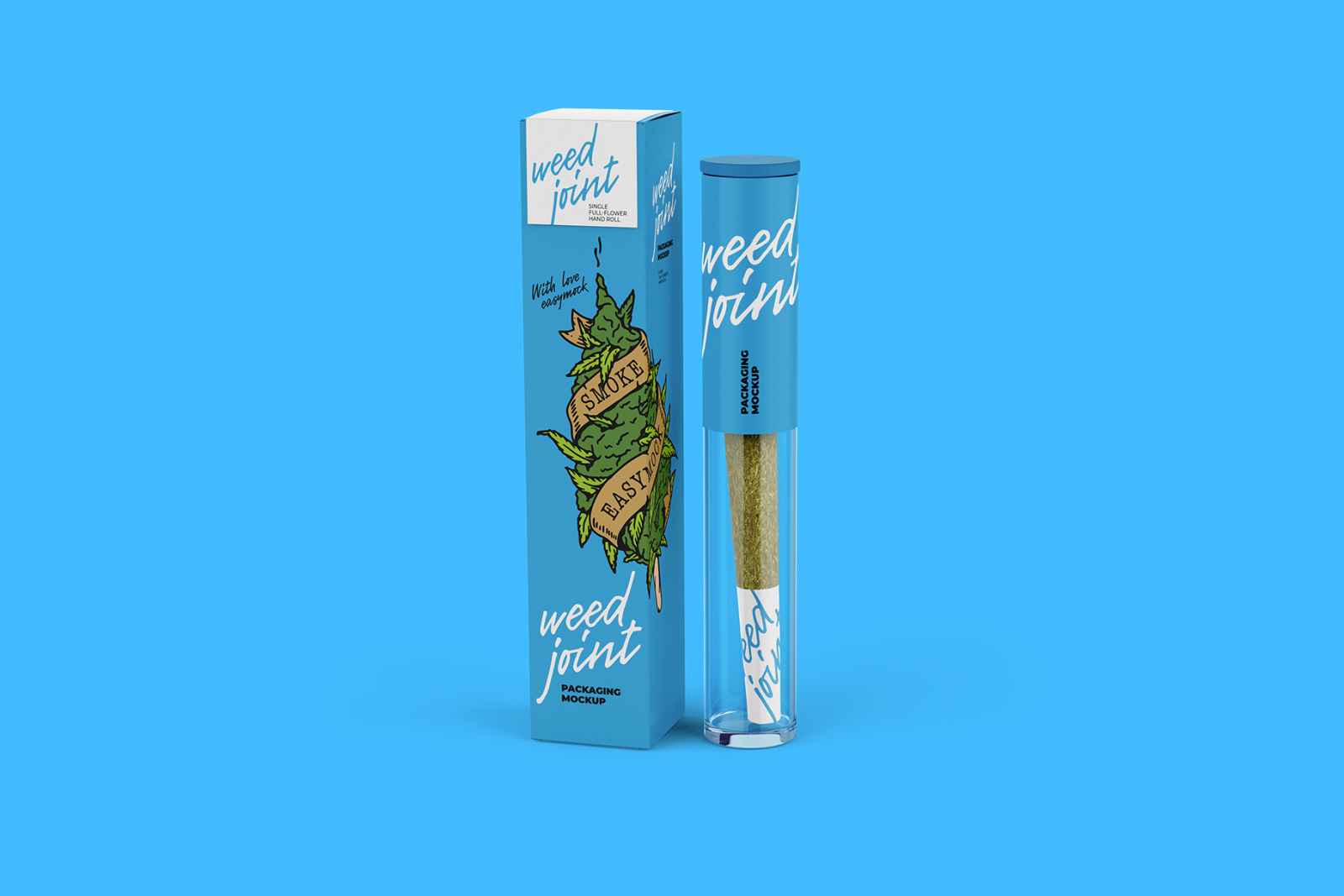 Weed Joint Pre-Roll Packaging Mockup Weed Joint Pre-Roll Packaging Mockup