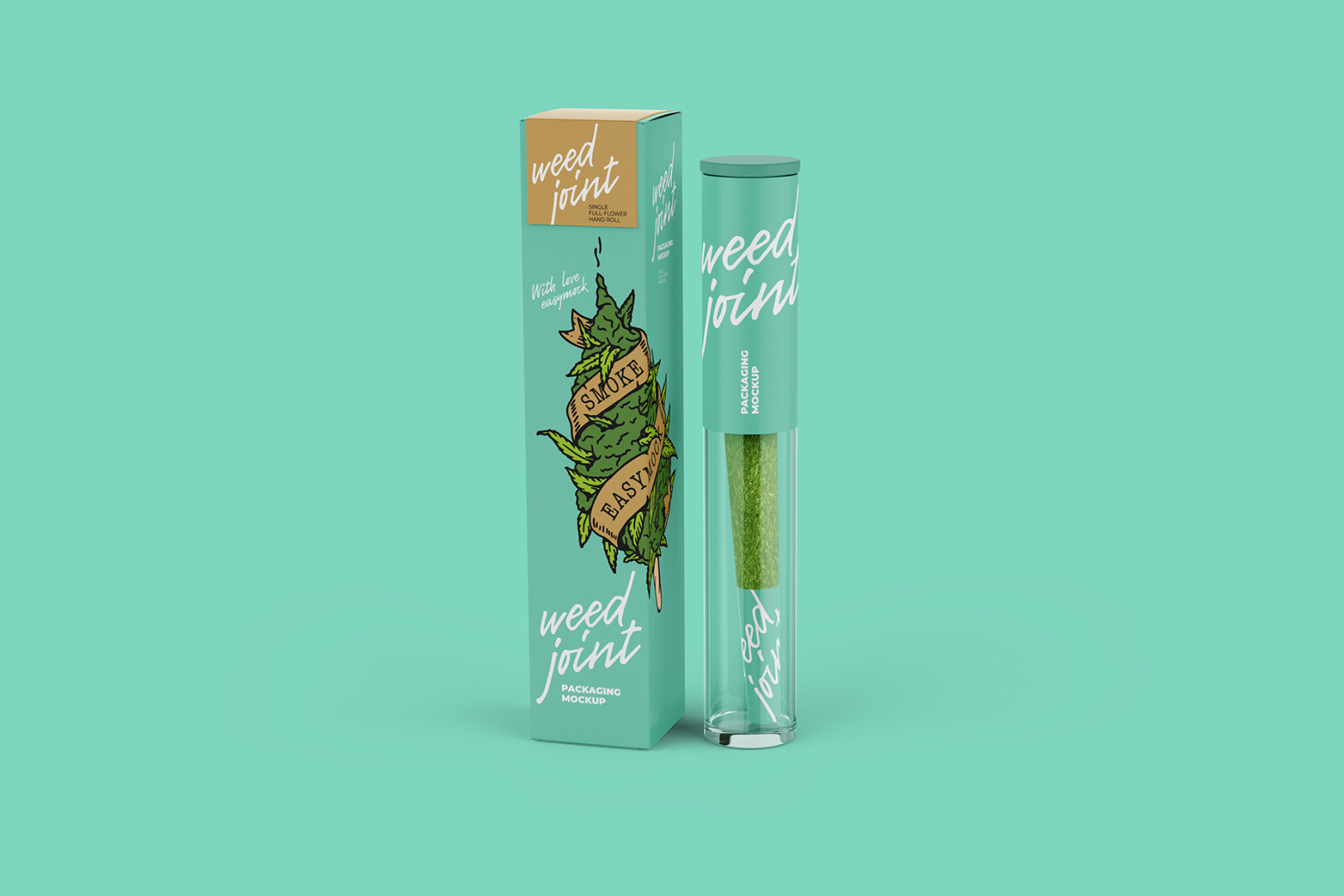 Weed Joint Pre-Roll Packaging Mockup Weed Joint Pre-Roll Packaging Mockup