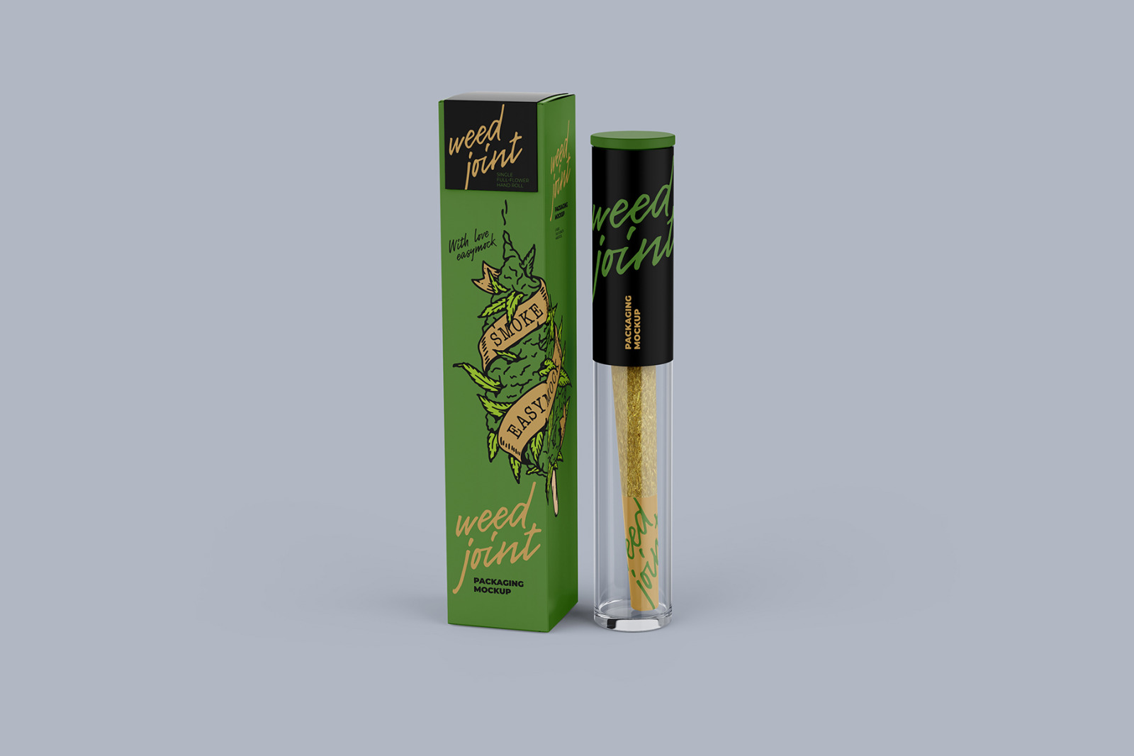 Weed Joint Pre-Roll Packaging Mockup Weed Joint Pre-Roll Packaging Mockup