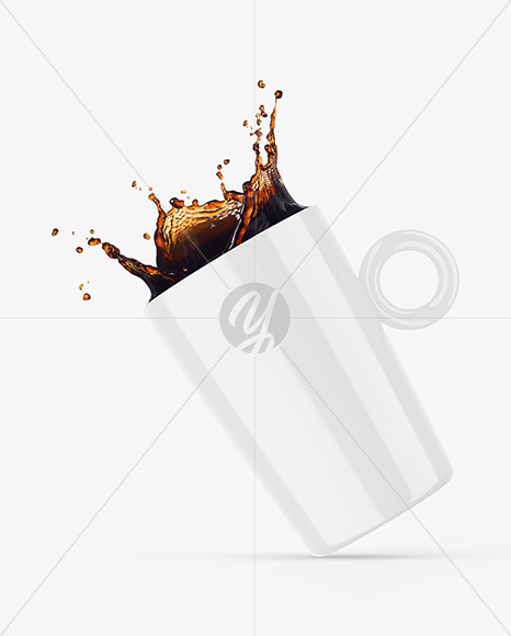 Glossy Mug w/ Coffee Splash Mockup