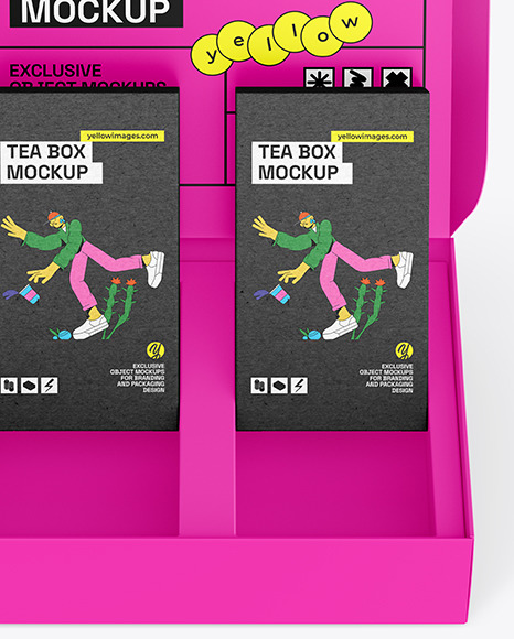 Matte Paper Box With Tea Boxes Mockup