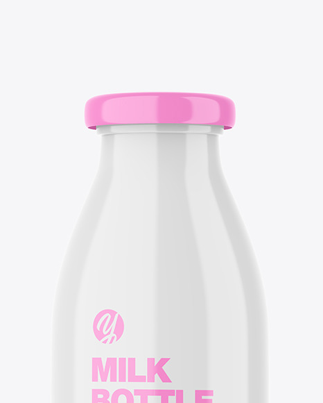 Glossy Plastic Milk Bottle Mockup