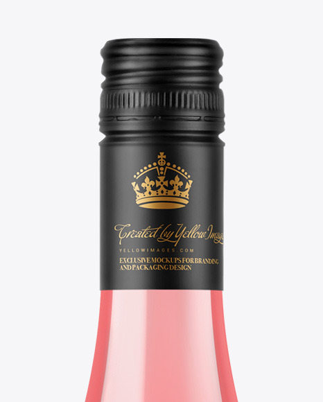 Clear Glass Pink Wine Bottle Mockup