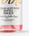 Clear Glass Pink Wine Bottle Mockup