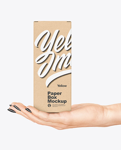 Paper Box in a Hand Mockup