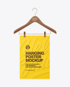 Paper Poster on Wooden Hanger Mockup