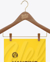 Paper Poster on Wooden Hanger Mockup