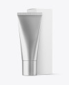 Metallic Cosmetic Tube with Box Mockup