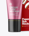 Metallic Cosmetic Tube with Box Mockup