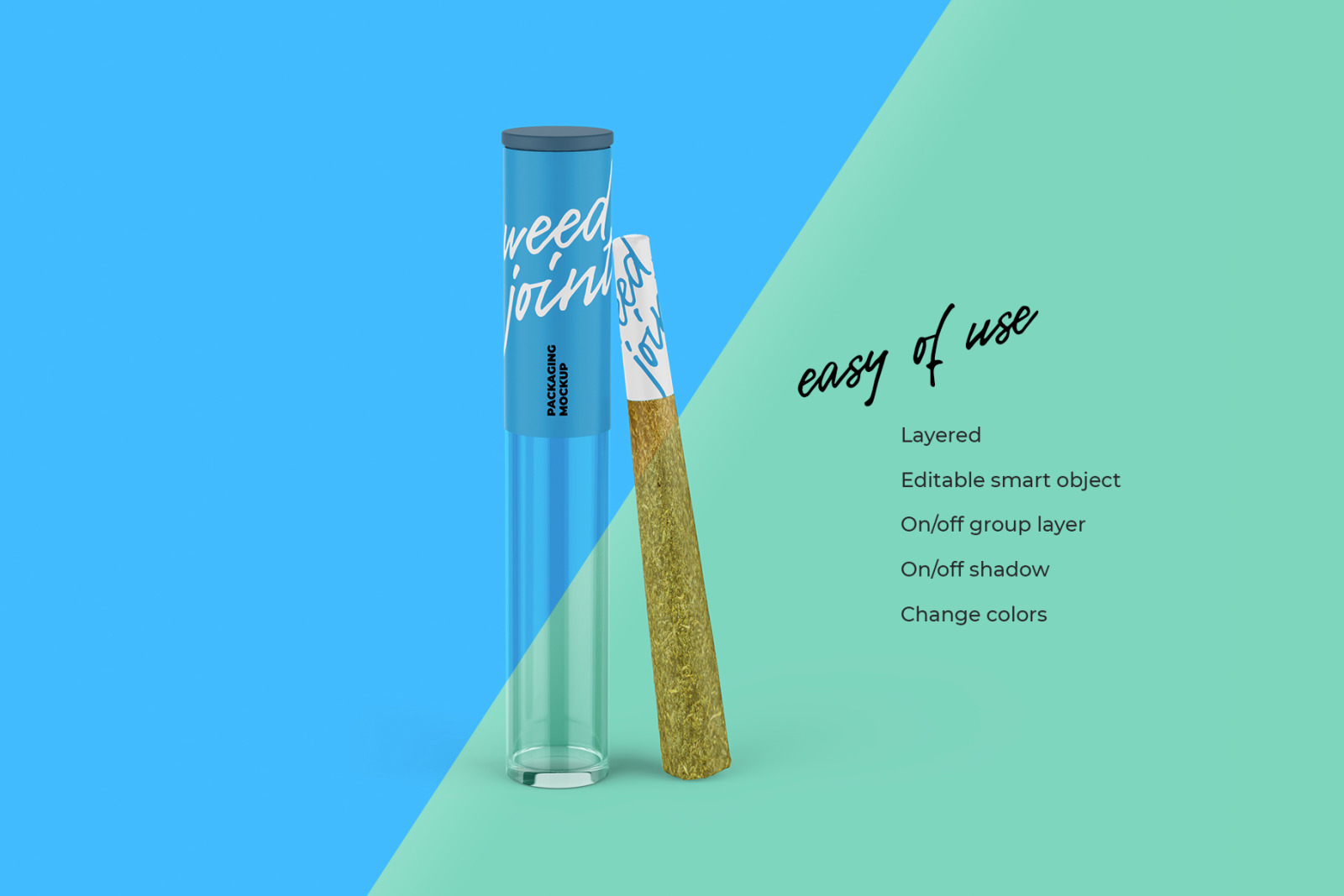 Weed Joint Pre-Roll Tube Mockup Front view Weed Joint Pre-Roll Tube Mockup Front view