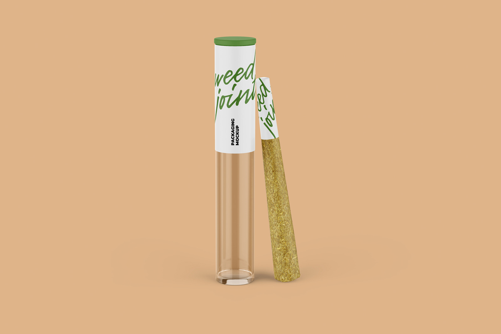 Weed Joint Pre-Roll Tube Mockup Front view Weed Joint Pre-Roll Tube Mockup Front view