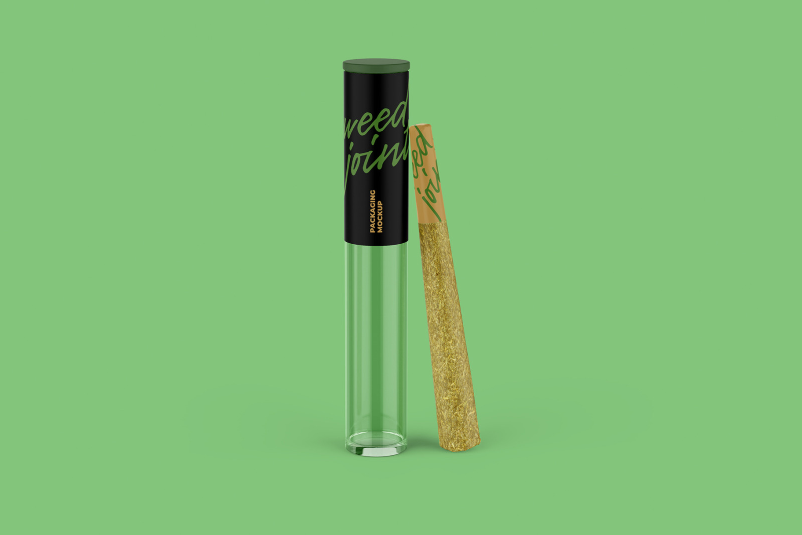Weed Joint Pre-Roll Tube Mockup Front view Weed Joint Pre-Roll Tube Mockup Front view