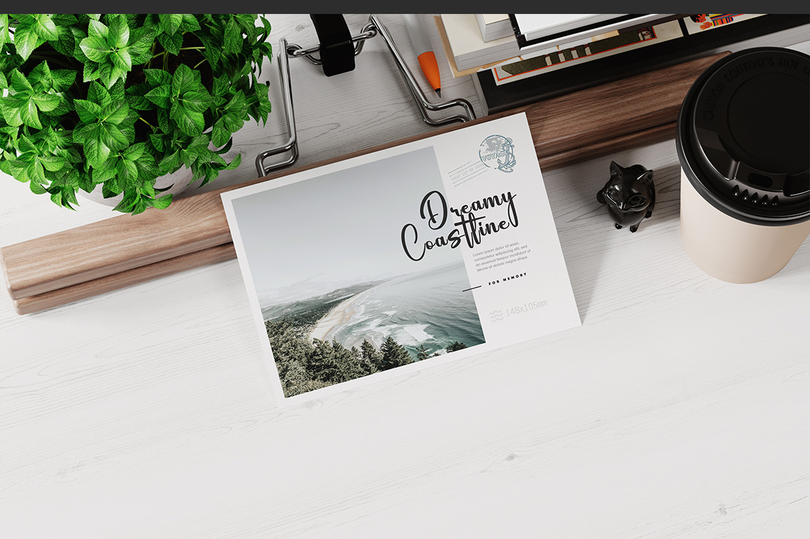 Paper Postal Card Mockup