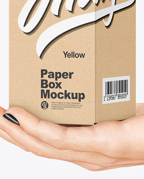 Paper Box in a Hand Mockup