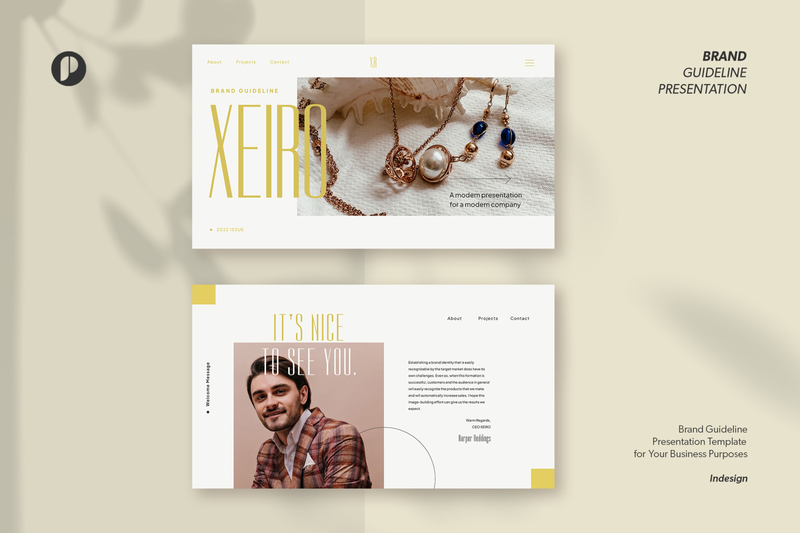 Xeiro – White Citron Modern Brand Guideline InDesign Presentation