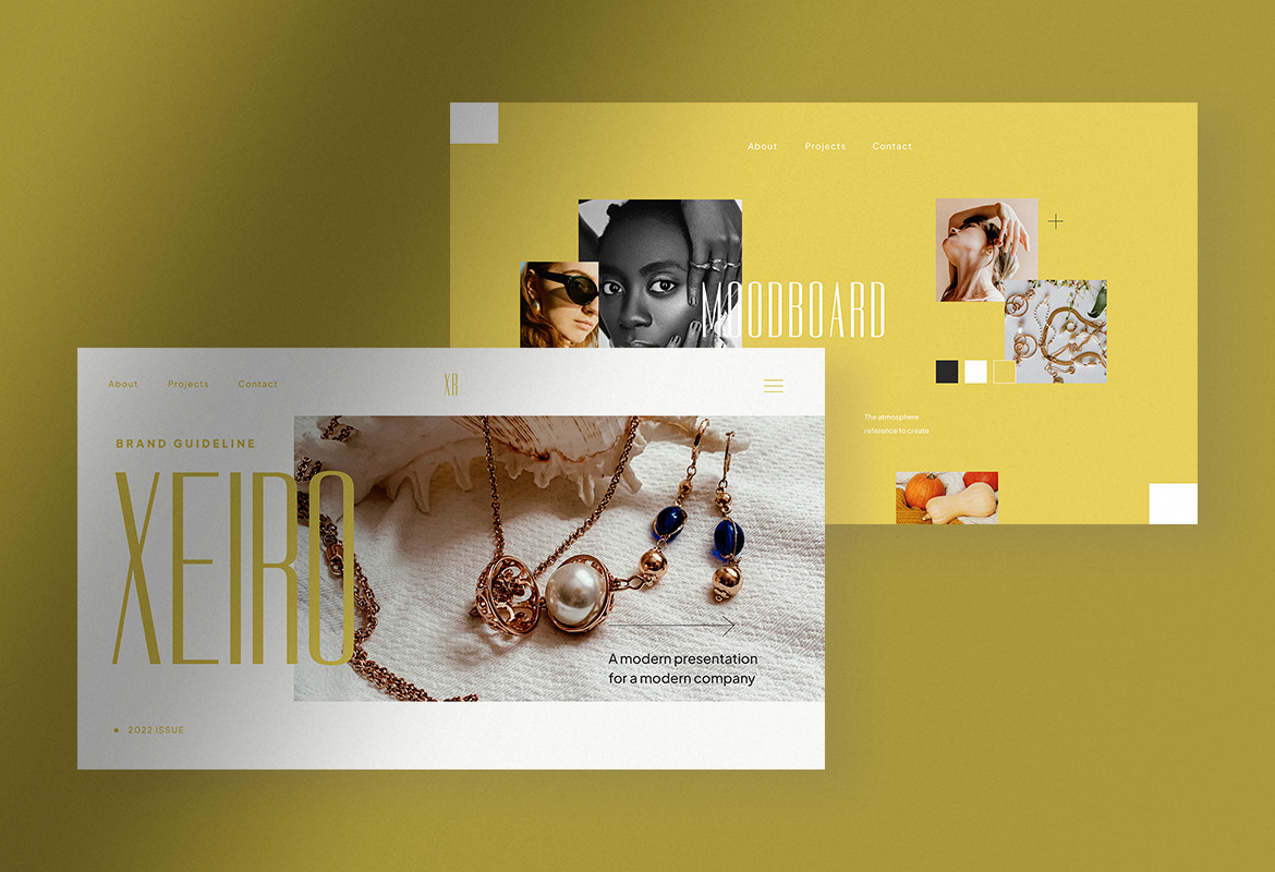 Xeiro – White Citron Modern Brand Guideline InDesign Presentation