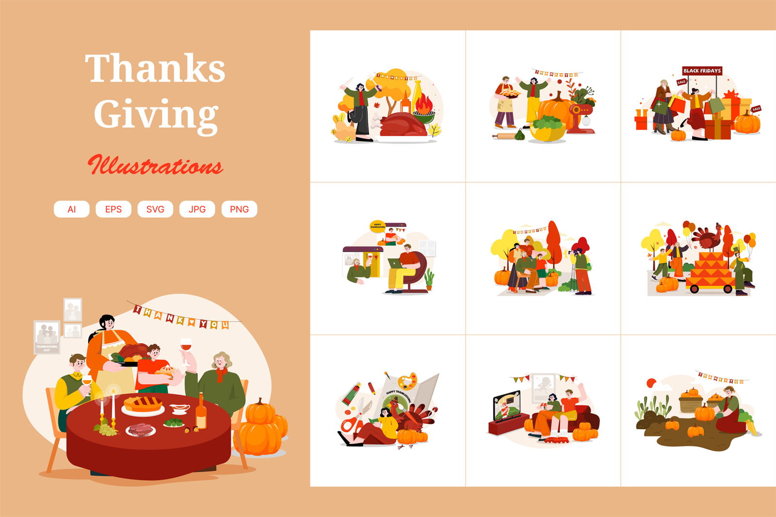 M517_ Thanksgiving Day Illustration Pack M517_ Thanksgiving Day Illustration Pack