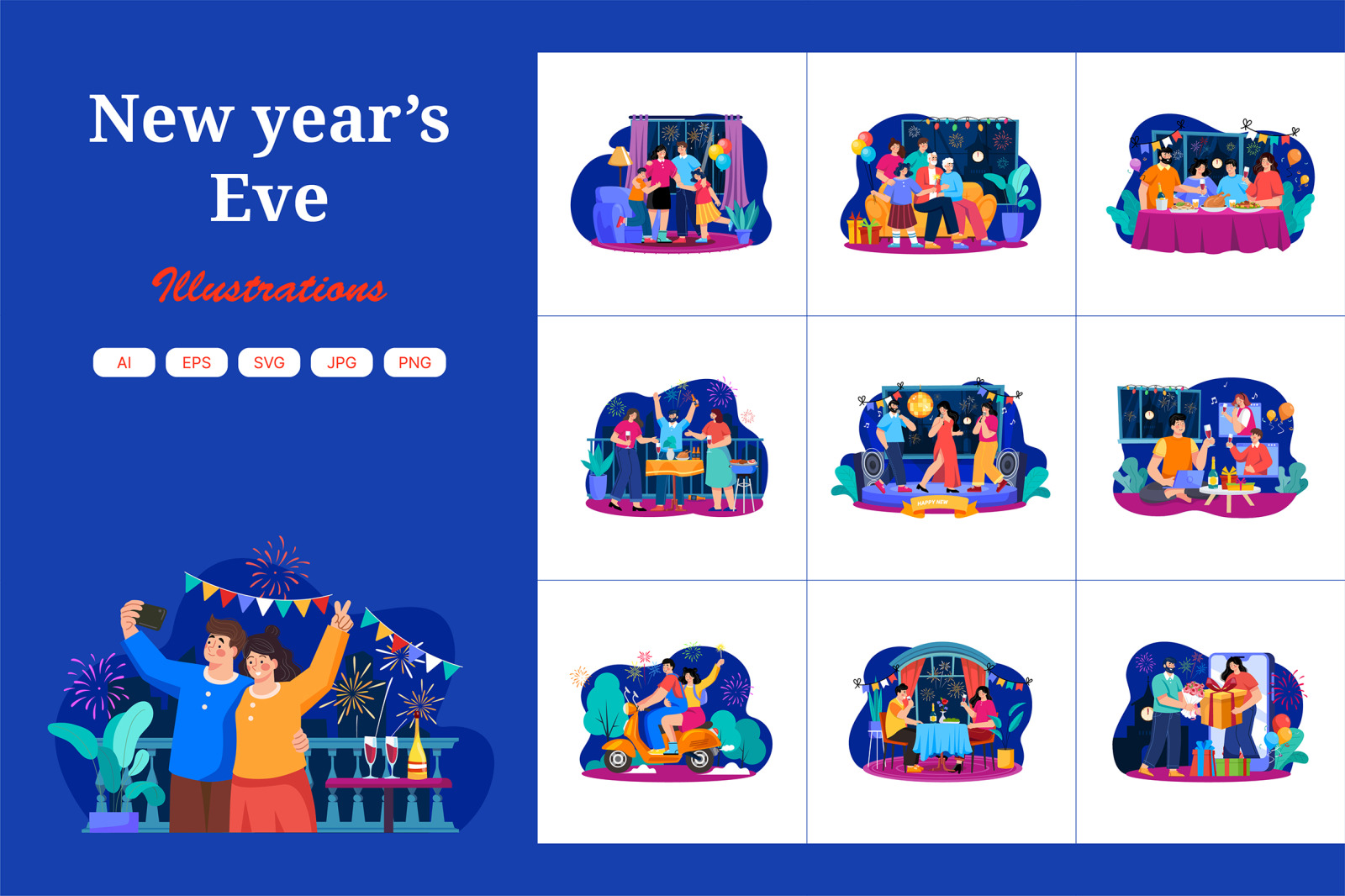 M520_New year’s Eve Illustration Pack