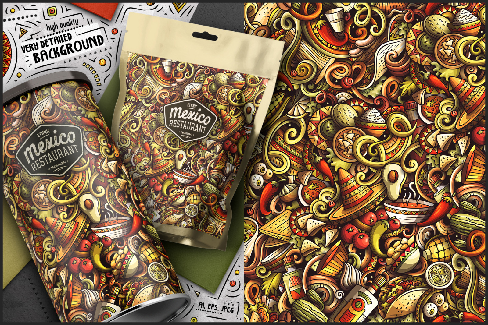 7 Mexican Food Seamless Patterns 7 Mexican Food Seamless Patterns