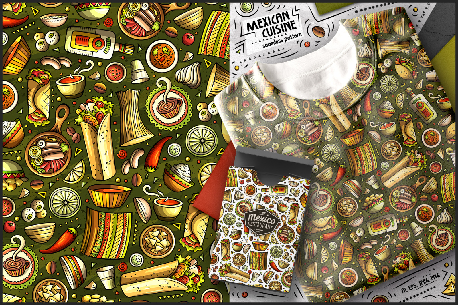 7 Mexican Food Seamless Patterns 7 Mexican Food Seamless Patterns