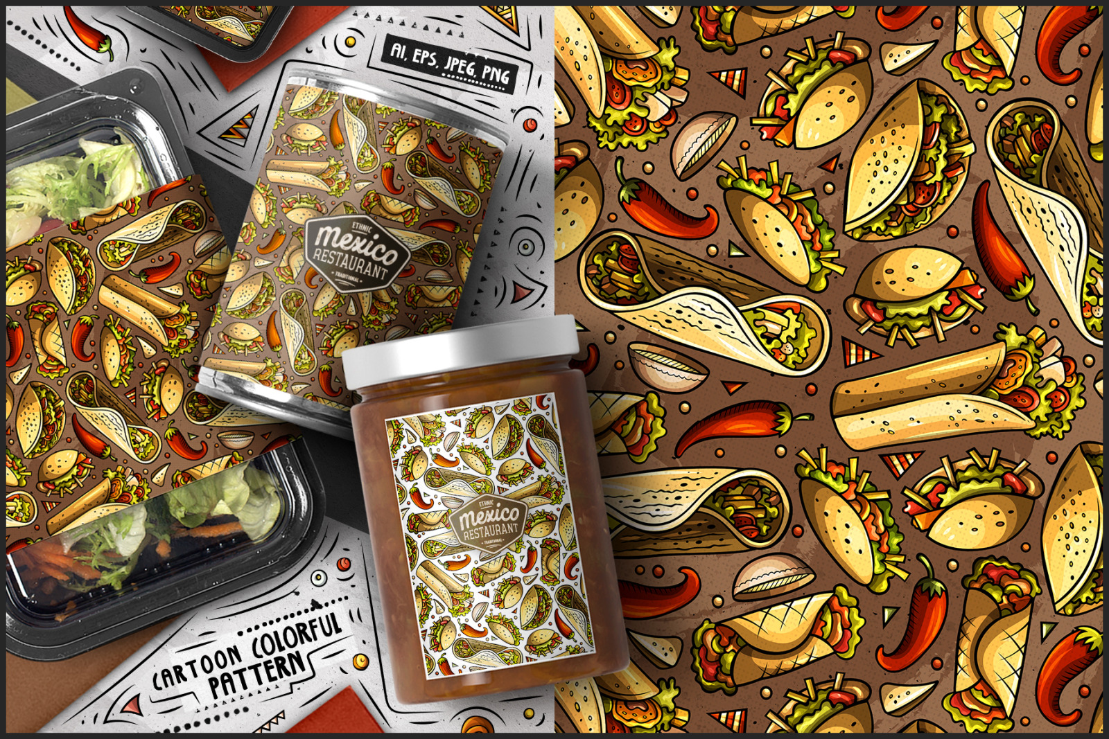 7 Mexican Food Seamless Patterns 7 Mexican Food Seamless Patterns