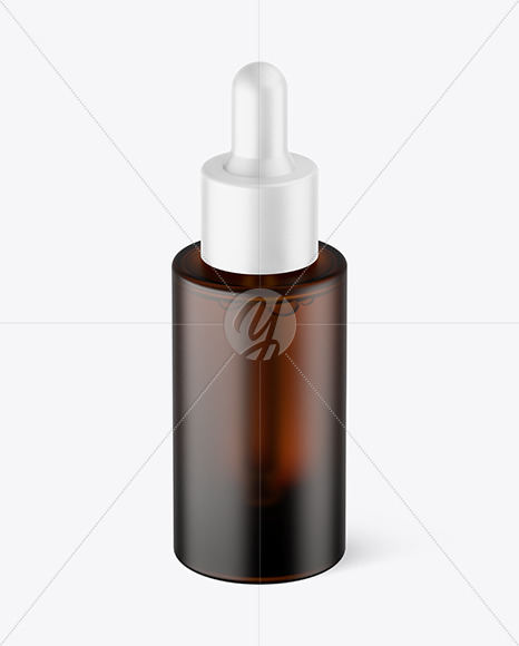 Frosted Amber Glass Dropper Bottle Mockup