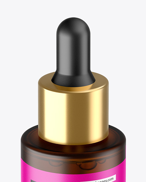 Frosted Amber Glass Dropper Bottle Mockup