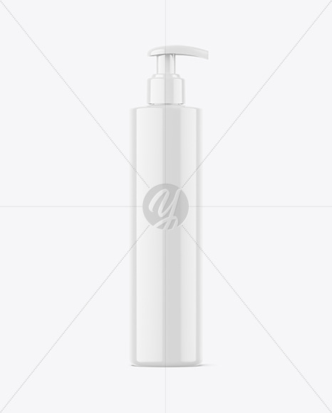 250ml Glossy Cosmetic Bottle w/ Pump Mockup