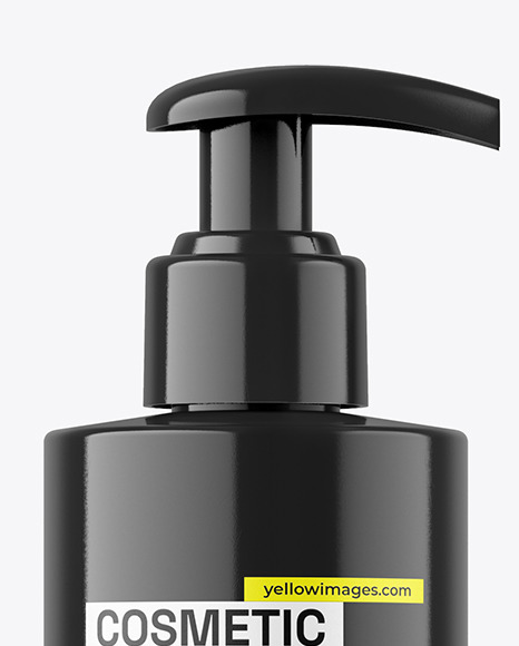 250ml Glossy Cosmetic Bottle w/ Pump Mockup