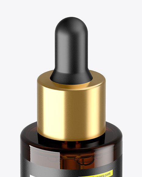 Dark Amber Glass Dropper Bottle Mockup