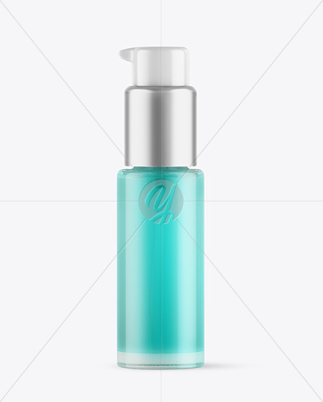Frosted Glass Cosmetic Bottle with Pump Mockup